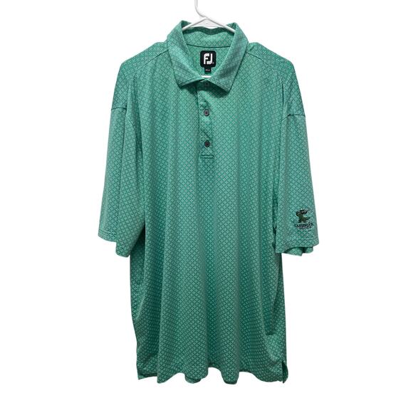 Footjoy Men's Golf Performance Polo Green printed polo shirt size XXL - Picture 1 of 7